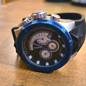 Stylish Black and Blue Chronograph Watch